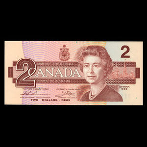 Canada, Banque du Canada, 2 dollars : 1986