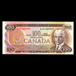 Canada, Banque du Canada, 100 dollars : 1975