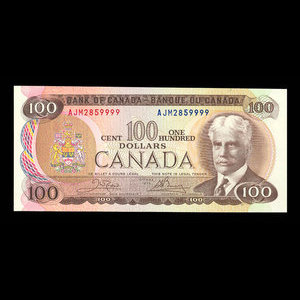 Canada, Banque du Canada, 100 dollars : 1975