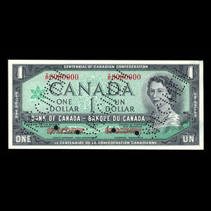 Canada, Banque du Canada, 1 dollar : 1967