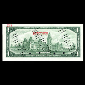Canada, Banque du Canada, 1 dollar : 1967