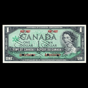 Canada, Banque du Canada, 1 dollar : 1967