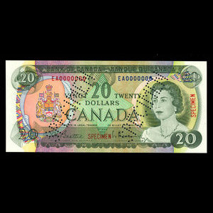 Canada, Banque du Canada, 20 dollars : 1969