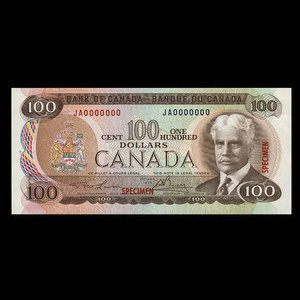 Canada, Banque du Canada, 100 dollars : 1975
