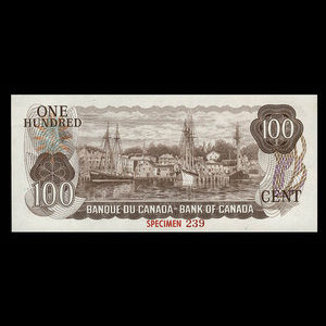 Canada, Banque du Canada, 100 dollars : 1975