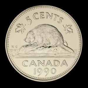 Canada, Élisabeth II, 5 cents : 1990