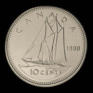 Canada, Élisabeth II, 10 cents : 1990