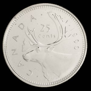Canada, Élisabeth II, 25 cents : 1990
