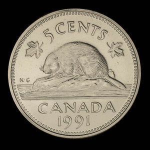 Canada, Élisabeth II, 5 cents : 1991