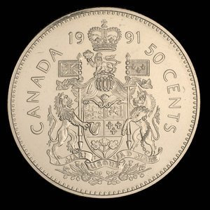 Canada, Élisabeth II, 50 cents : 1991