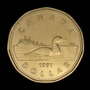 Canada, Élisabeth II, 1 dollar : 1991