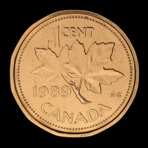 Canada, Élisabeth II, 1 cent : 1989