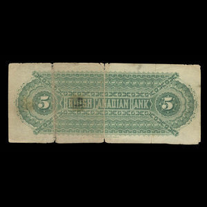 Canada, British Canadian Bank, 5 dollars : 15 septembre 1884