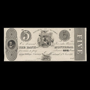 Canada, Banque de Montréal, 5 dollars : 1 juin 1839