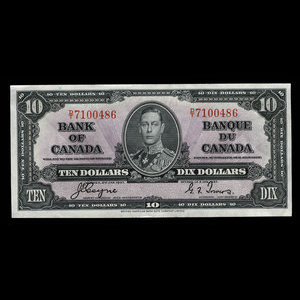 Canada, Banque du Canada, 10 dollars : 2 janvier 1937