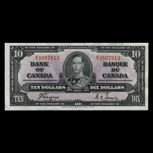 Canada, Banque du Canada, 10 dollars : 2 janvier 1937