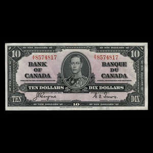 Canada, Banque du Canada, 10 dollars : 2 janvier 1937