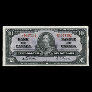 Canada, Banque du Canada, 10 dollars : 2 janvier 1937