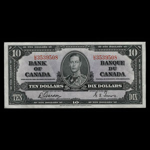 Canada, Banque du Canada, 10 dollars : 2 janvier 1937