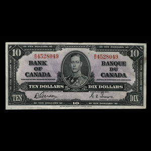 Canada, Banque du Canada, 10 dollars : 2 janvier 1937