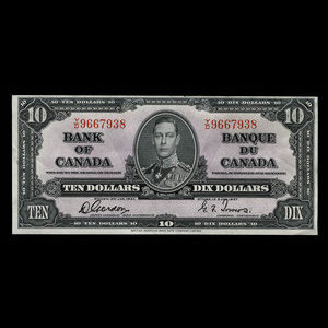 Canada, Banque du Canada, 10 dollars : 2 janvier 1937