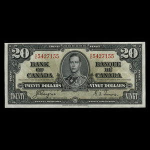 Canada, Banque du Canada, 20 dollars : 2 janvier 1937