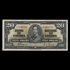 Canada, Banque du Canada, 20 dollars : 2 janvier 1937