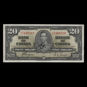 Canada, Banque du Canada, 20 dollars : 2 janvier 1937