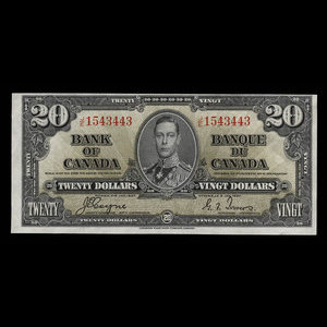 Canada, Banque du Canada, 20 dollars : 2 janvier 1937