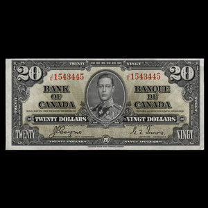 Canada, Banque du Canada, 20 dollars : 2 janvier 1937