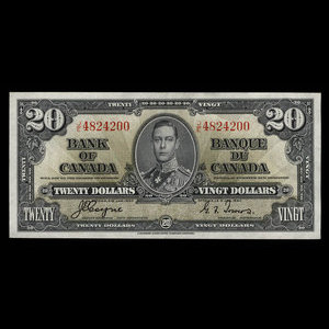 Canada, Banque du Canada, 20 dollars : 2 janvier 1937