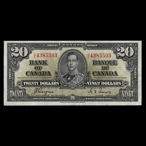 Canada, Banque du Canada, 20 dollars : 2 janvier 1937