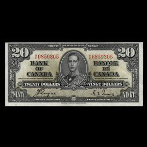 Canada, Banque du Canada, 20 dollars : 2 janvier 1937