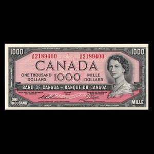 Canada, Banque du Canada, 1,000 dollars : 1954