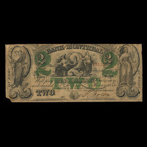 Canada, Banque de Montréal, 2 dollars : 1 janvier 1849
