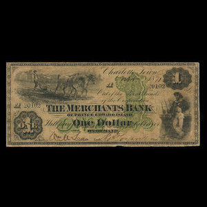 Canada, Merchants Bank of Prince Edward Island, 1 dollar : 6 novembre 1871