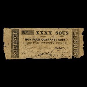 Canada, Hart's Bank, 40 sous : 1 octobre 1837