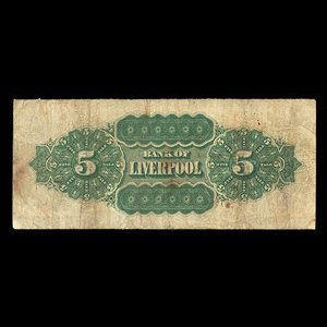 Canada, Bank of Liverpool, 5 dollars : 1 novembre 1871