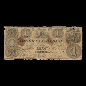 Canada, Lower Canada Bank, 1 dollar : 4 novembre 1837