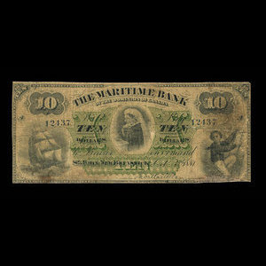 Canada, Maritime Bank of the Dominion of Canada, 10 dollars : 3 octobre 1881