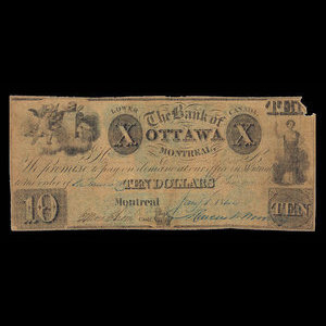 Canada, Banque de Ottawa, 10 dollars : 1 janvier 1844