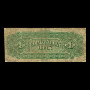 Canada, Royal Canadian Bank, 4 dollars : 1 juillet 1870