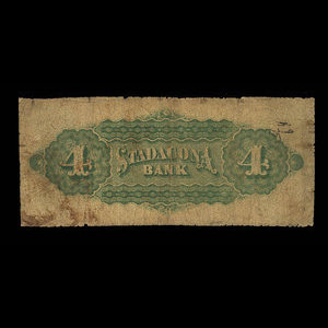 Canada, Stadacona Bank, 4 dollars : 2 avril 1874