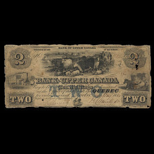 Canada, Bank of Upper Canada (York), 2 dollars : 4 mai 1854