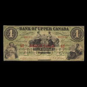 Canada, Bank of Upper Canada (York), 4 dollars : 4 juillet 1859