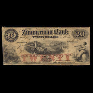 Canada, Zimmerman Bank, 20 dollars : 7 juin 1856