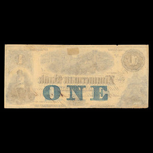 Canada, Zimmerman Bank, 1 dollar : 7 août 1856