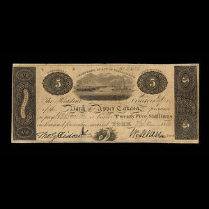 Canada, Bank of Upper Canada (York), 5 dollars : 2 janvier 1830