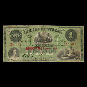 Canada, Banque de Montréal, 1 dollar : 3 janvier 1859