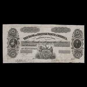 Canada, Bank of British North America, 1 dollar : 8 septembre 1853